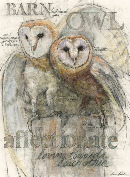 "Kindred Spirits" Barn Owls, 26" x 34"