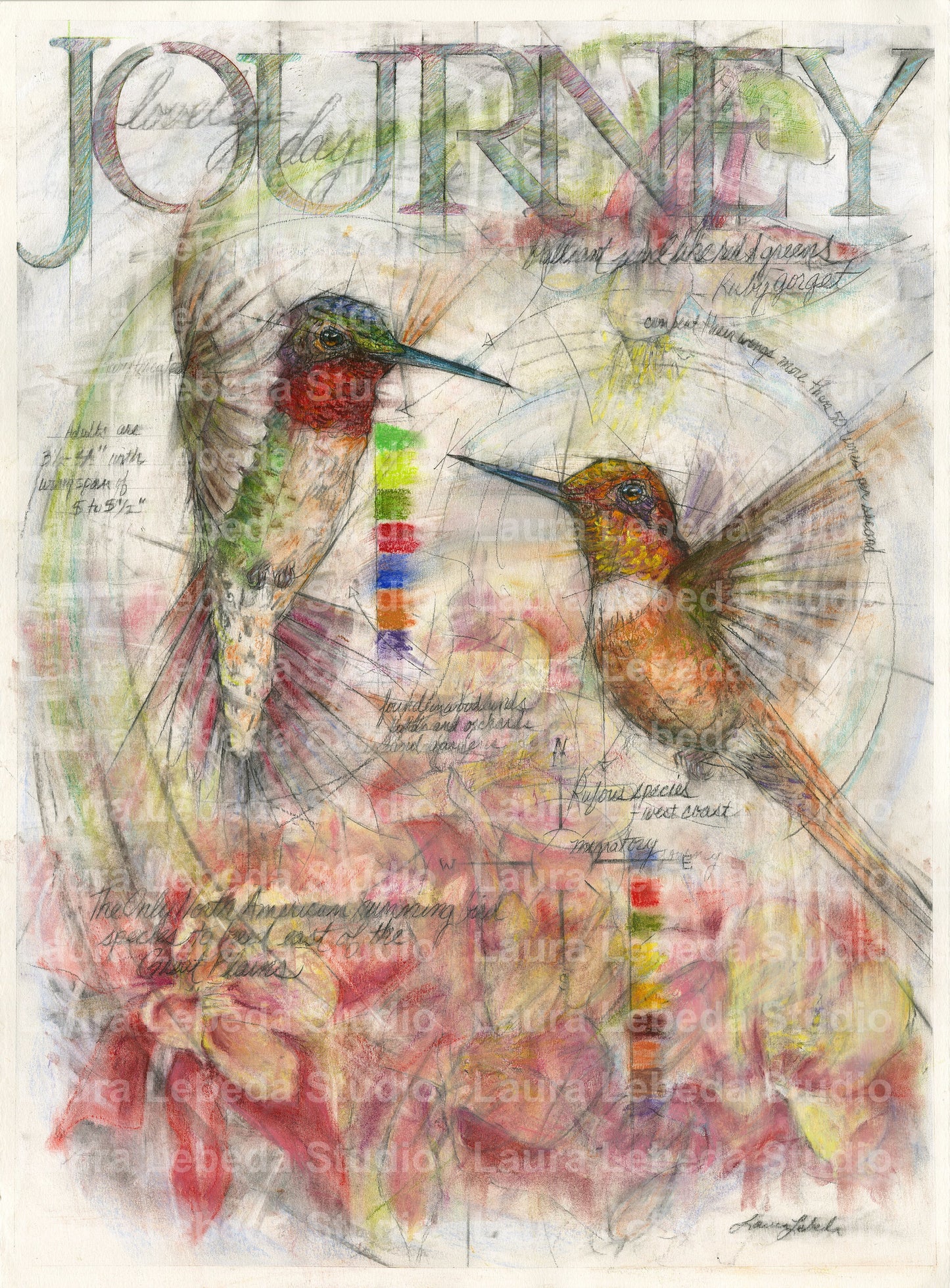 "Lovely Day"Hummingbirds, Giclée Print