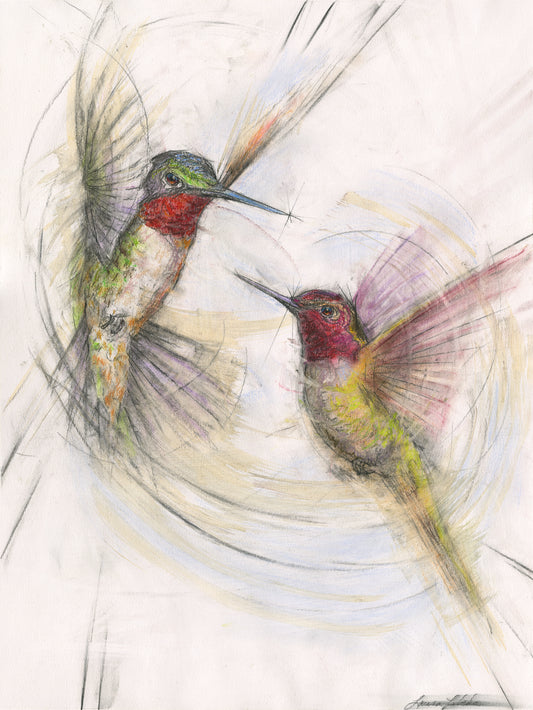 "Companions" - Hummingbirds Giclée Print 18" x 24"